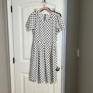 Lularoe Amelia dress White with black polka dots XL